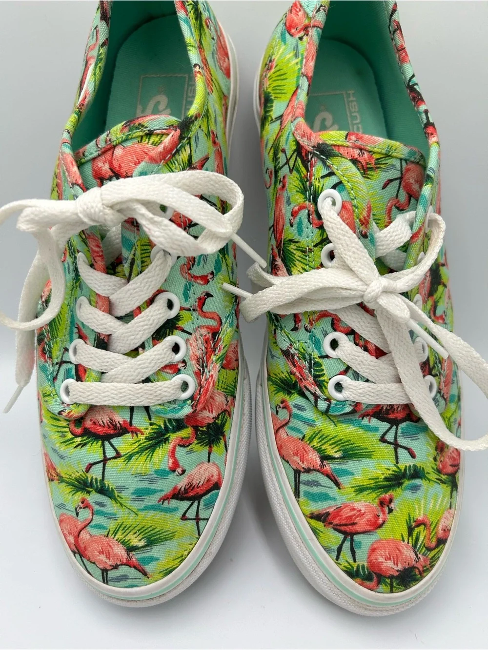 Women’s Van’s Flamingo Print Canvas Sneakers - Pink/Green